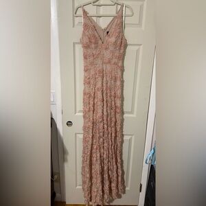 Elegant Lace Wedding Dress in Blush Pink